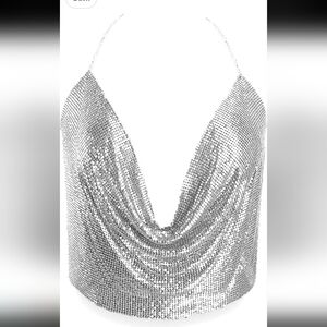 2/$20 Silver Metallic Halter Top